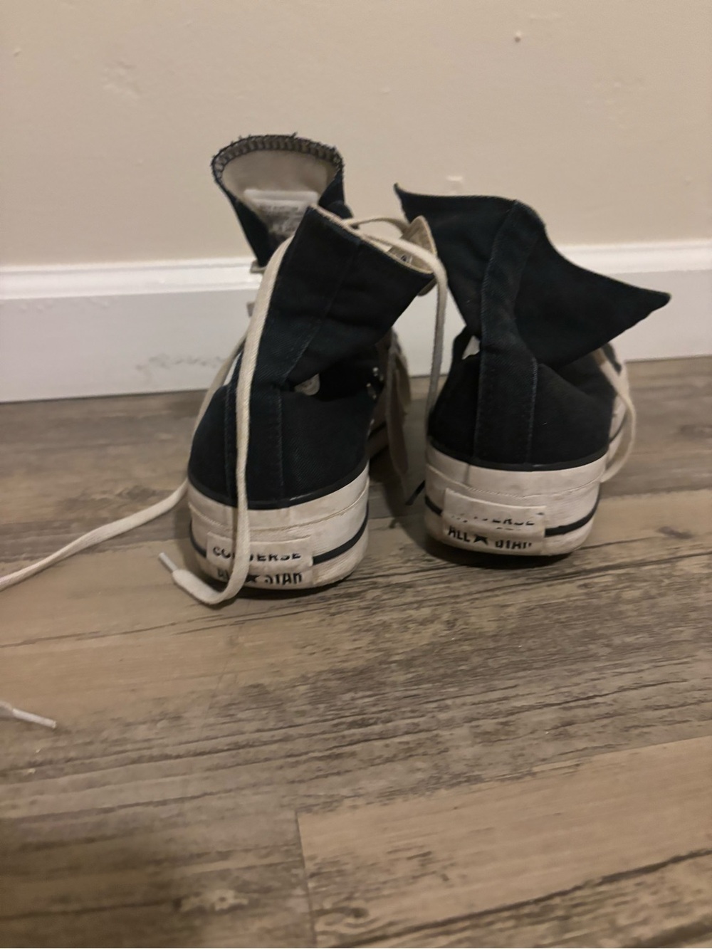 Platform Converse Black and White High-Top Canvas Sneakers - Picture 4 of 4